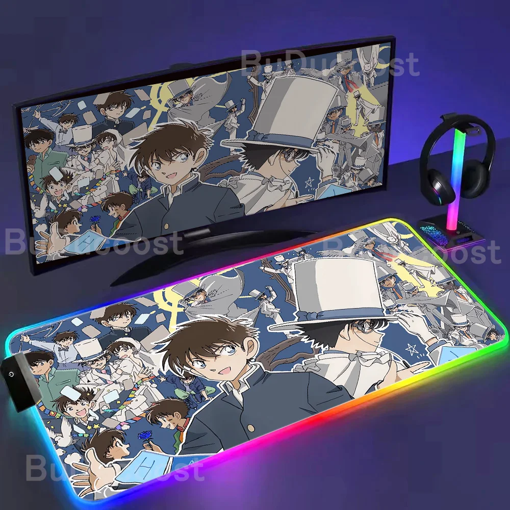 

HD Anime Detective Conan RGB Mouse Pad PC Gamer Kaitou Kid Gaming Large Mousepad Rubber Non-slip XXL 900×400mm Mousepad Desk Mat