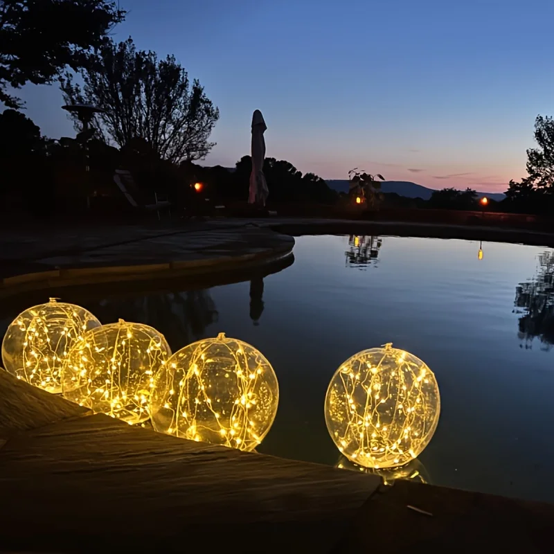 Solar-Powered Fairy Light IP65 Waterproof Inflatable LED Pool Light Floating Balls Lamp Decorations for Party Pond Yard Outdoor