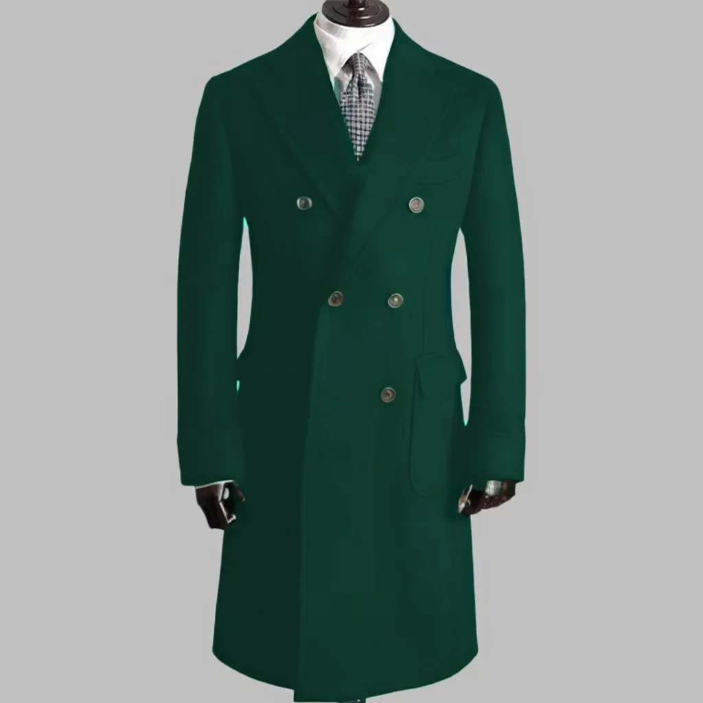 Trench Coat with Notched Lapel and Double-breasted ，comfortable Winter Jacket for Men，Double Breasted，Warm, Coat Customization