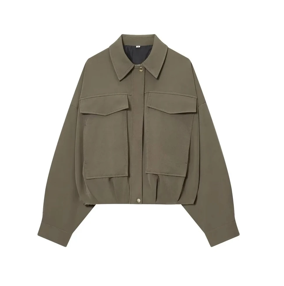 

Women's fashionable casual style lapel long sleeved folding bottom pilot warm jacket, winter new product