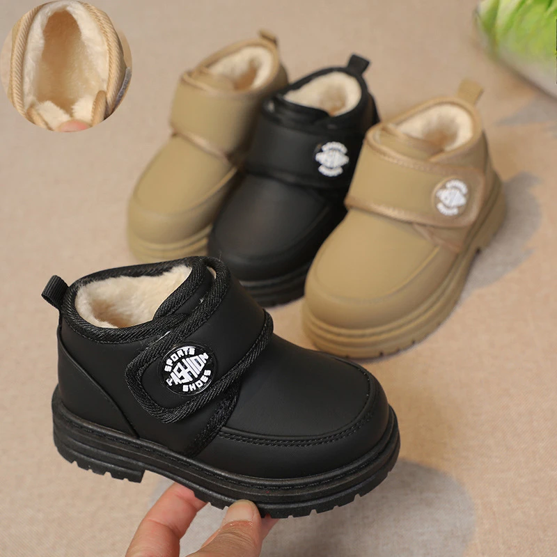 Botas Para Niña Children Shoes Simple Velvet Warm Cotton Shoes Designer New Anti Slip Girl Sneakers Waterproof Baby Snow Boots