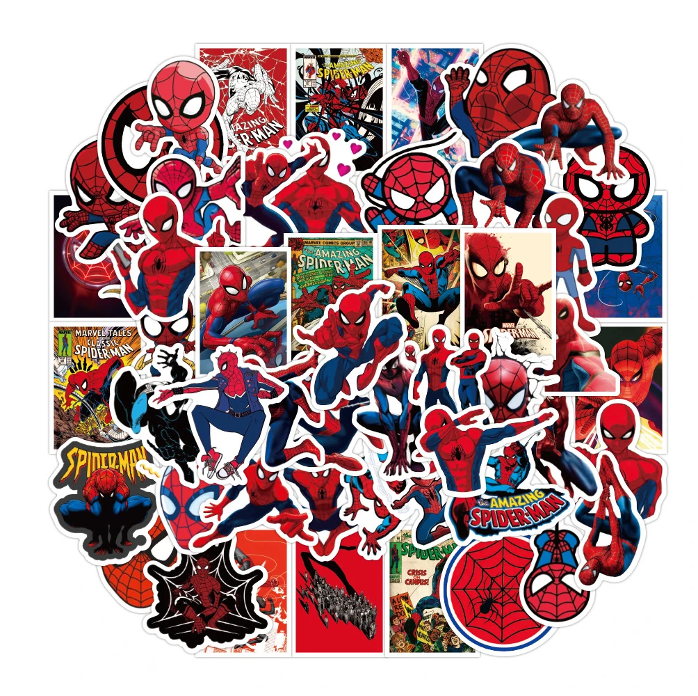 10/30/50PCS Super Hero Spiderman Cartoon Stickers DIY Guitar Laptop Luggage Skateboard Graffiti Decals Fun for Kid Toys