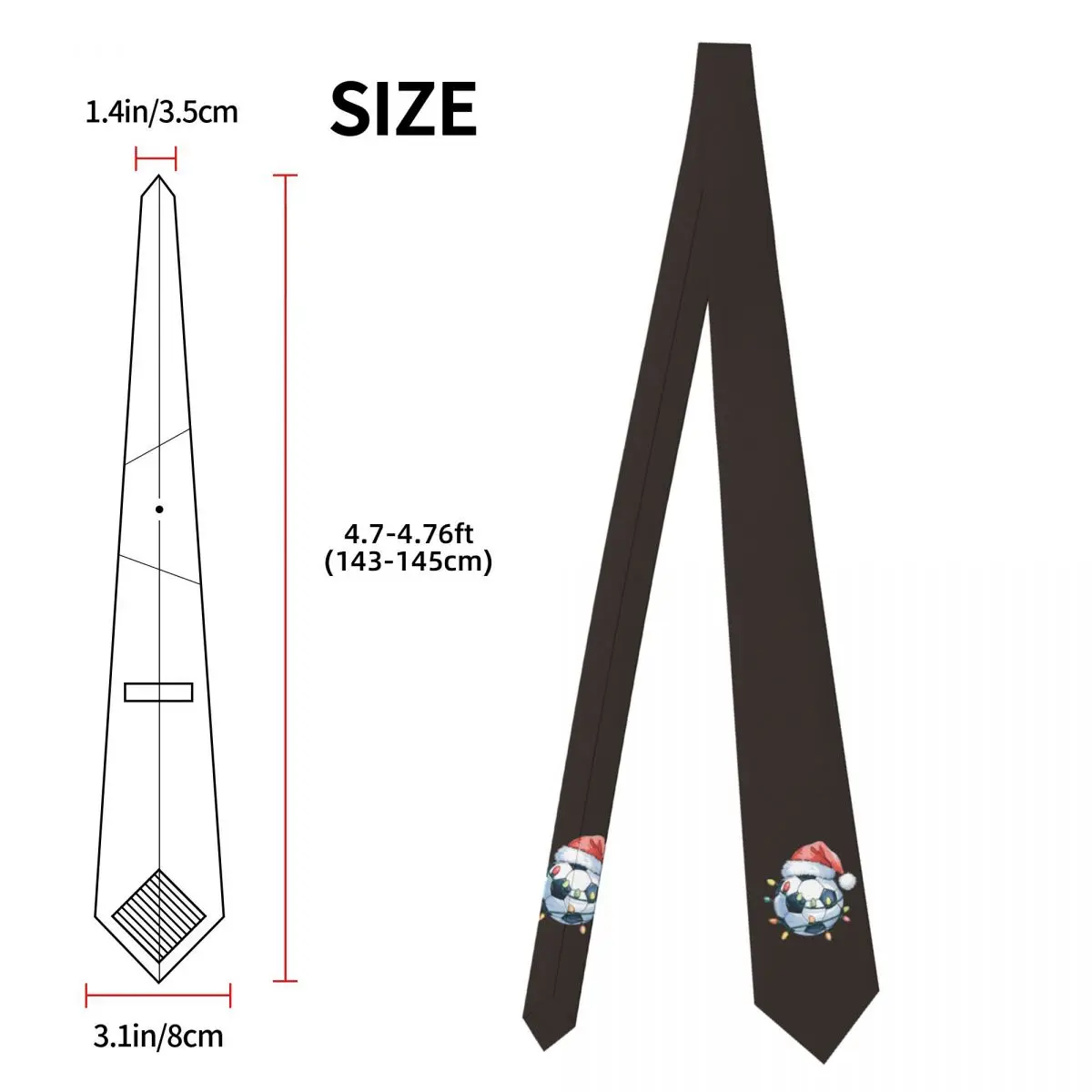 Pallone da calcio con cappello da Babbo Natale Cravatta per uomo Cravatte in poliestere di seta da 8 cm Accessori da sposa Cravatta Gravatas classiche