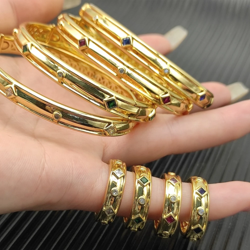 

2025 New High Quality Fashion Simple 8mm Renaissance Band Bracelet and Ring Set