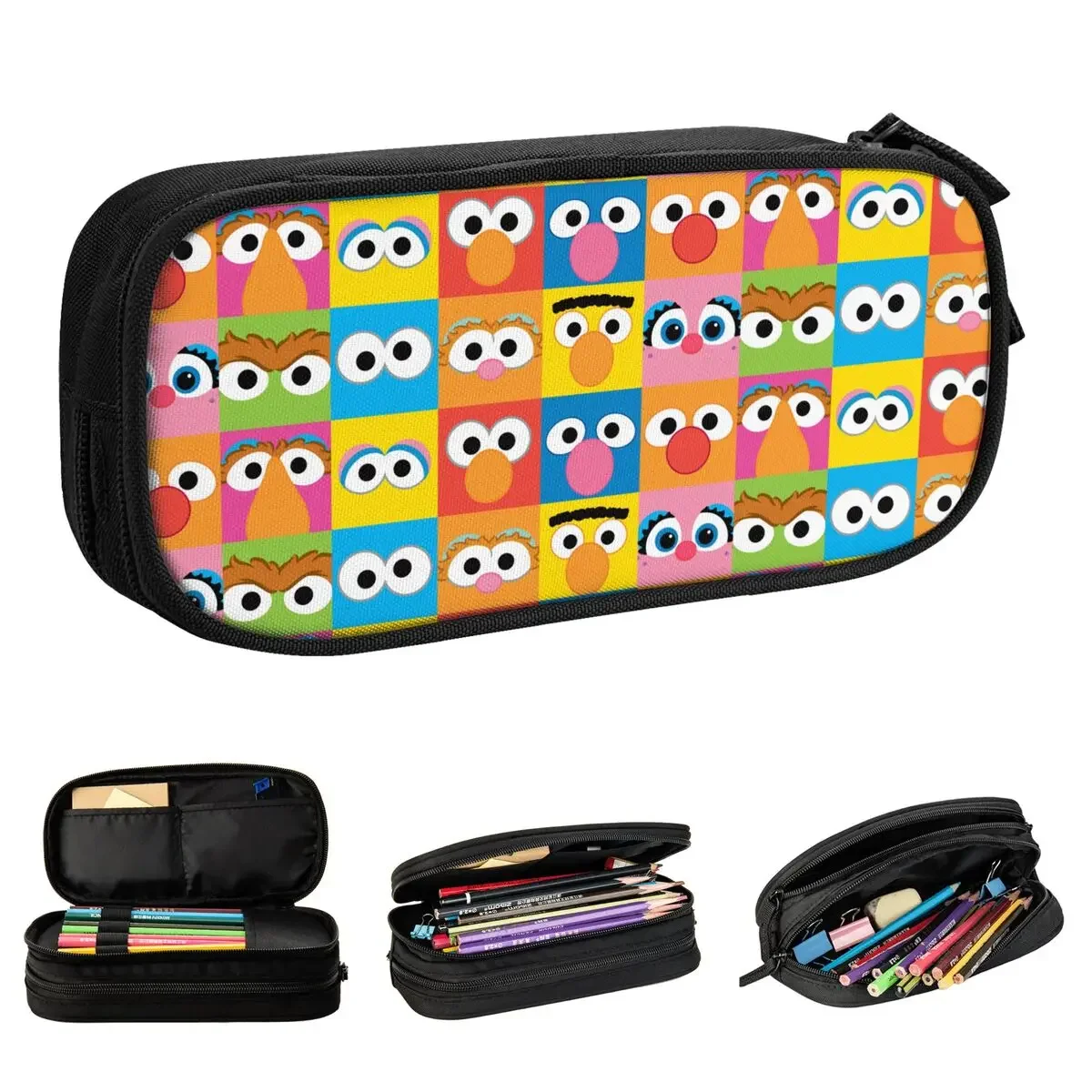 

Sesame Street Eyes Pencil Case Cookie Monster Cartoon Pencilcases Pen Box Girl Boy Large Storage Pencil Bags Zipper Stationery