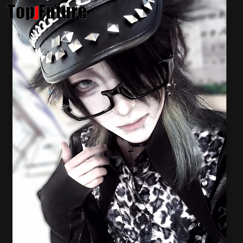 Harajuku Gothic Lolita Cool Punk  Skull Spike Cap Biker NewsBoy hip pop Cap Mens Women Unisex Beret PU Leather Steampunk Cap