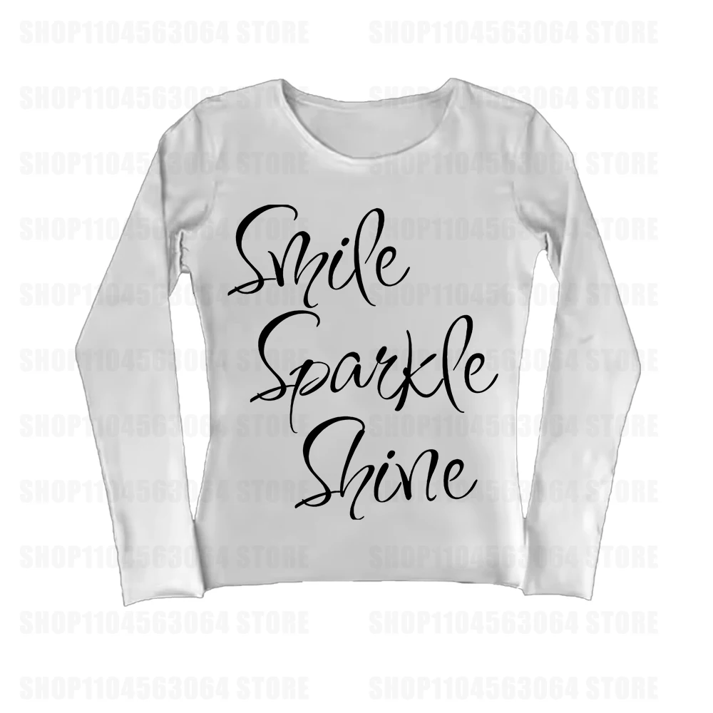 

Gothic retro punk Emo girl long sleeved T-shirt with sexy casual letter printing Y2K street wear women's slim fit comfortable to