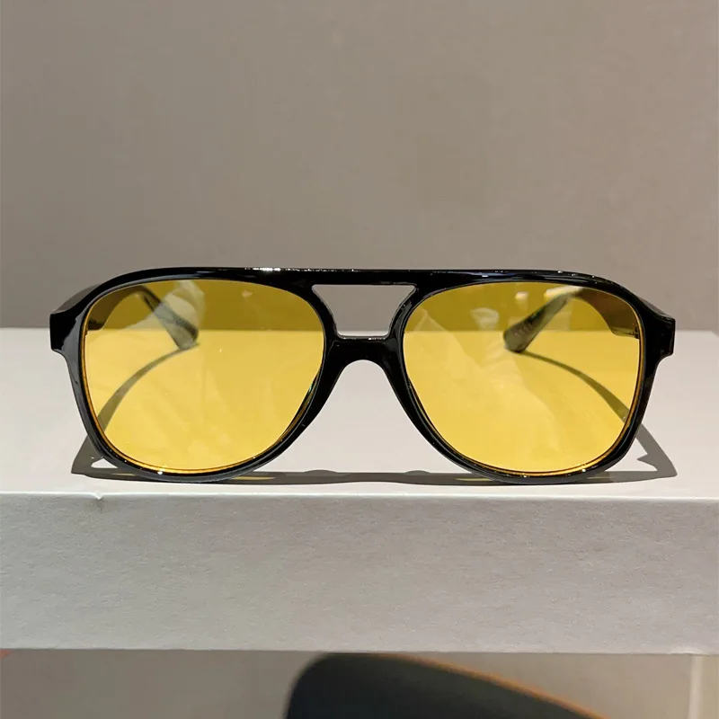 2026 Neue Doppelbrücken-Retro-Sonnenbrille Unisex Modisch und Vielseitig Froschaugen-Pilotenbrille mit Eckigem Rahmen UV400 – Detail 12