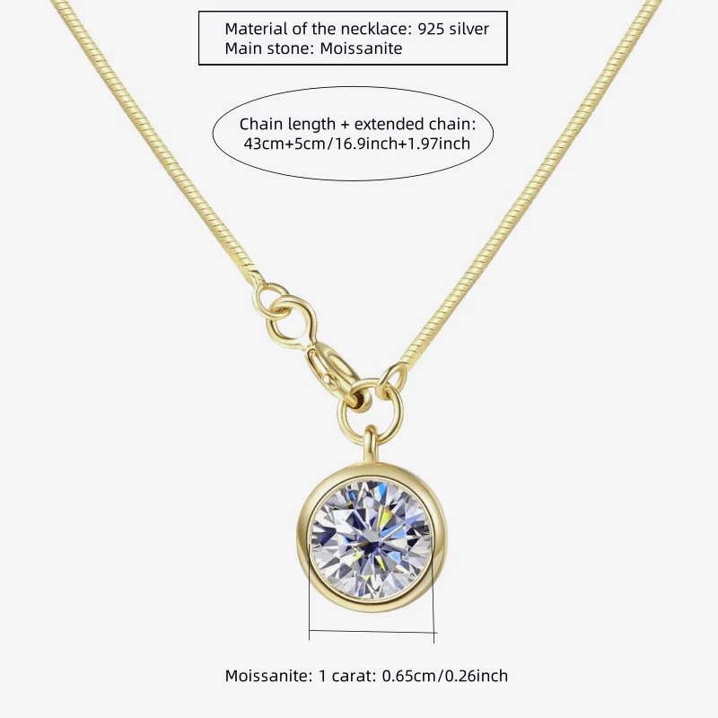 قلادة من الفضة عيار 925 عيار 1 قيراط مويسانيتي مستديرة متعددة الاستخدامات للرجال والنساء عالية الجودة #5