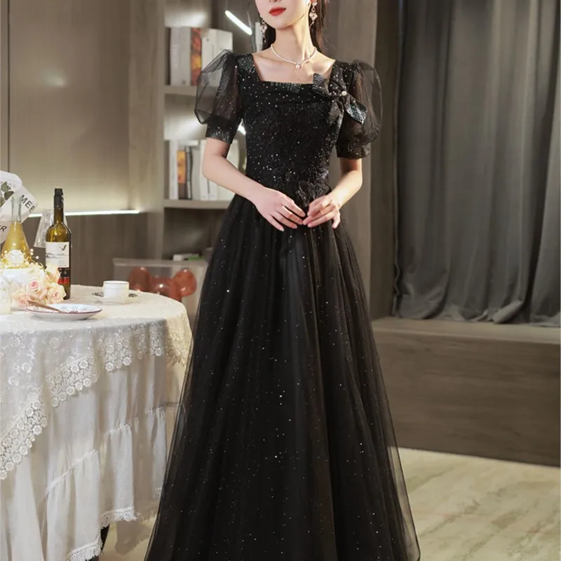 Black Small Skirt Female Sense Light Luxury Minority Host Graduation Adult Ceremony Dress