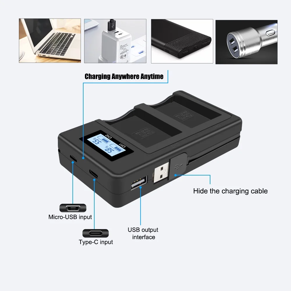 Mcoplus EN-EL14 EN-EL14A Lcd Dual Usb Acculader Voor Nikon P7800 7700 7100 7000 D5600 D5500 D5300 D5200 D5100 D3300 D3400