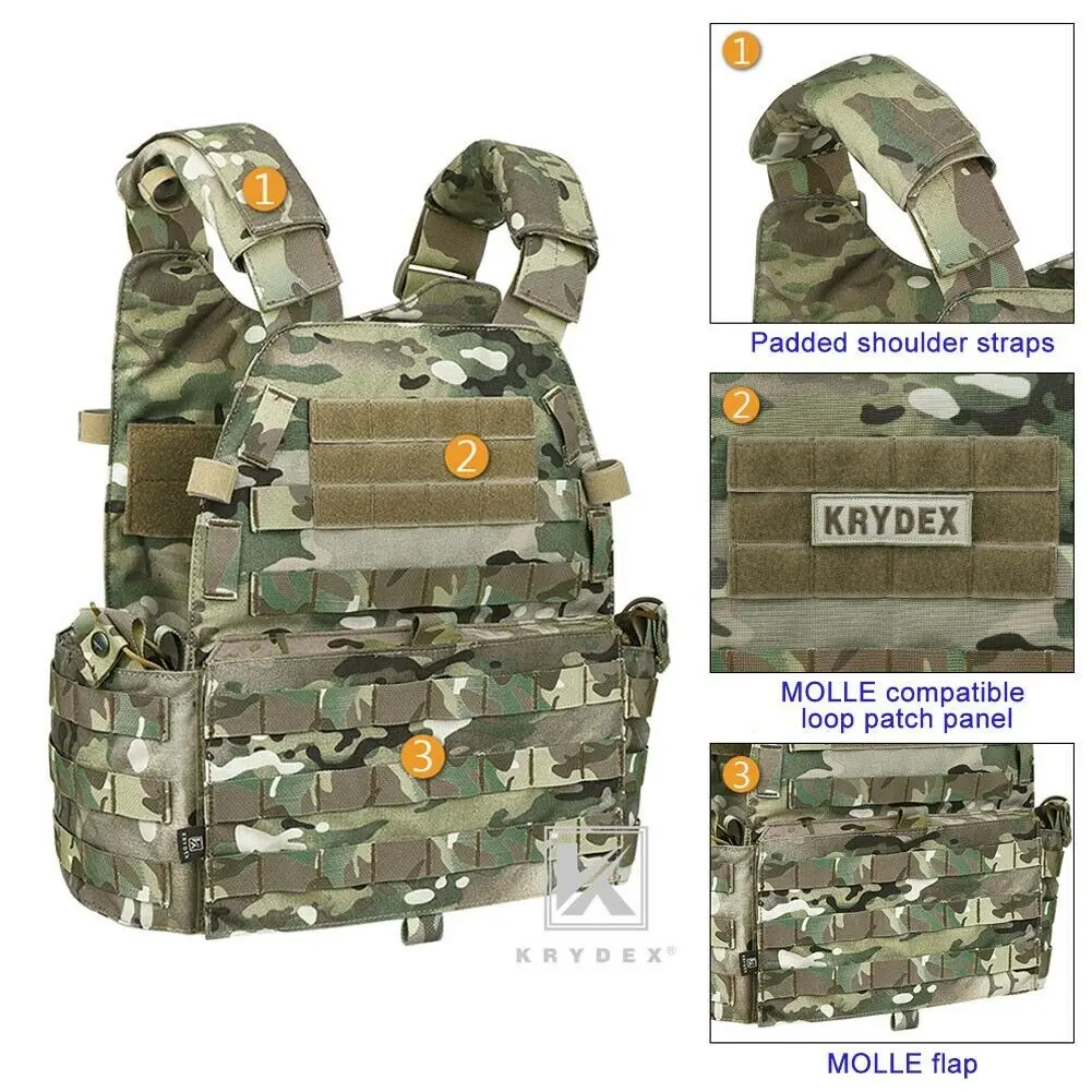 Imagem -04 - Krydex-colete Tático de Caça Armadura de Combate Porta-chapas Rádio Magazine Pouch Combate Paintball Gear 500d 6094