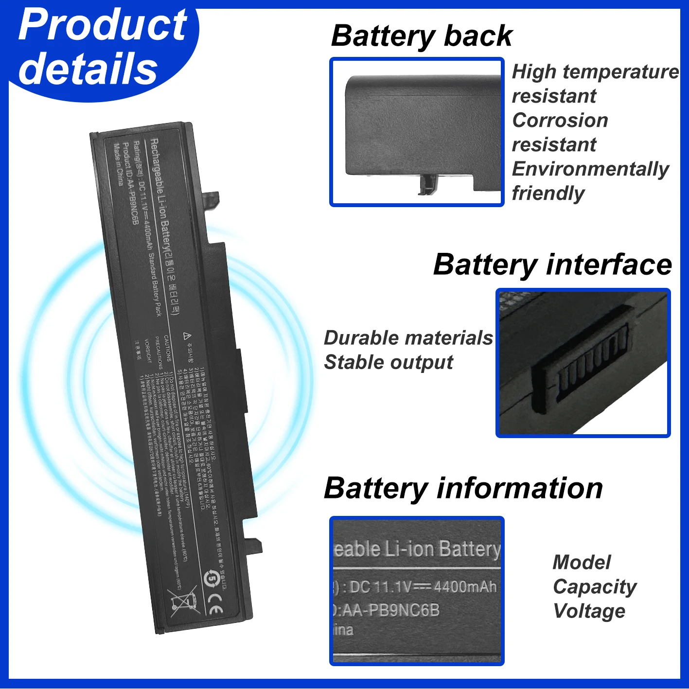 AA-PB9NC6B R468 Laptop battery For SamSung  AA-PB9NS6B AA-PB9NC6W AA-PL9NC6W R428 R429 R468 NP300 NP350 RV410 RV509 R530 R580