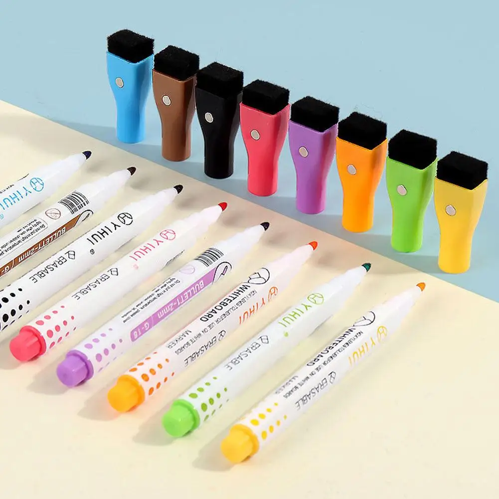 8 Colors Magnetic Whiteboard Pen Erasable Children's Pen Color Pens Pens Wipe Whiteboard Supplies Fine Student Painting Dry O6Q6