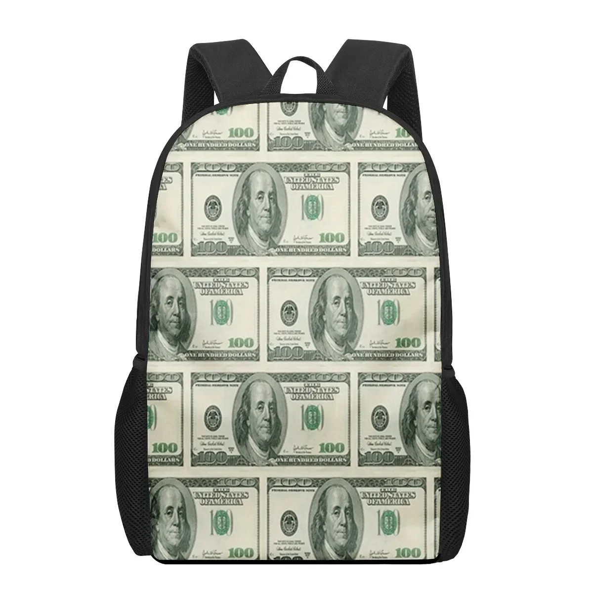 

Funny American Dollar Money School Bag US Dollar Print Backpack Bookbag Hiking Daypack for Women Men 16 Inches with Mesh Pocket