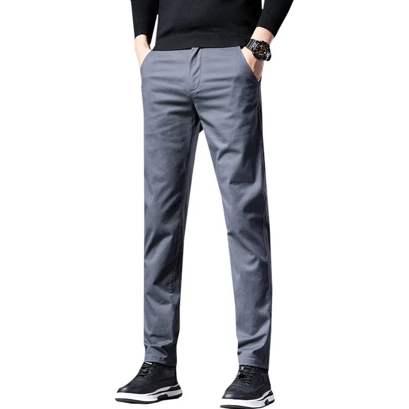 

Мужские повседневные брюки на осень и зиму, эластичные прямые свободные брюки в стиле вестерн, деловые брюки, утолщенные брюки для взрослых, джентльменов, Fallow