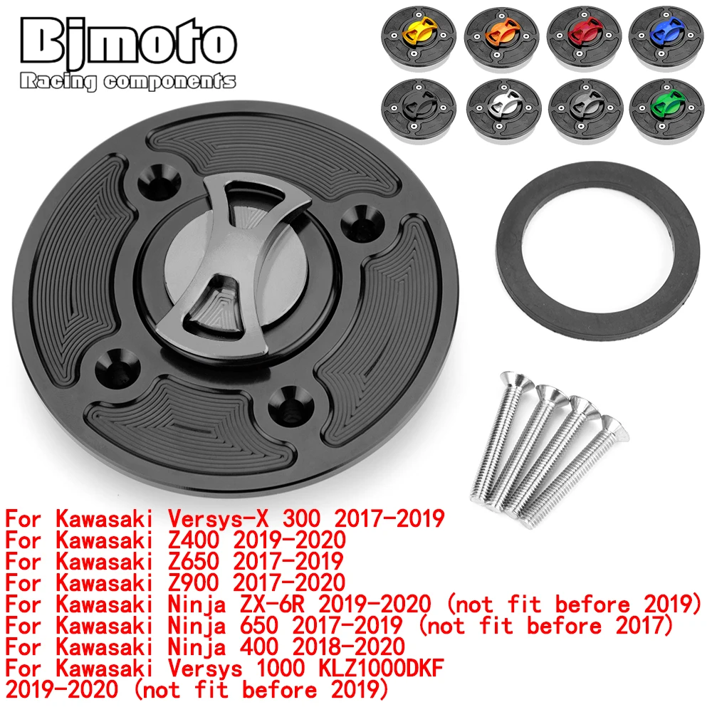 

BJMOTO For Kawasaki Ninja 650 400 Z650 Z400 Ninja ZX-6R Z900 Versys 1000 2020 2019 2018 2017 Gas Cap Oil Cap Tank Fuel Cover