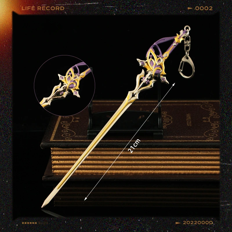 Искусственное оружие Genshin, 22 см, меч для одной руки, реквизит Cos, модель оружия амнистии, металлические подвесные фигурки, игрушки