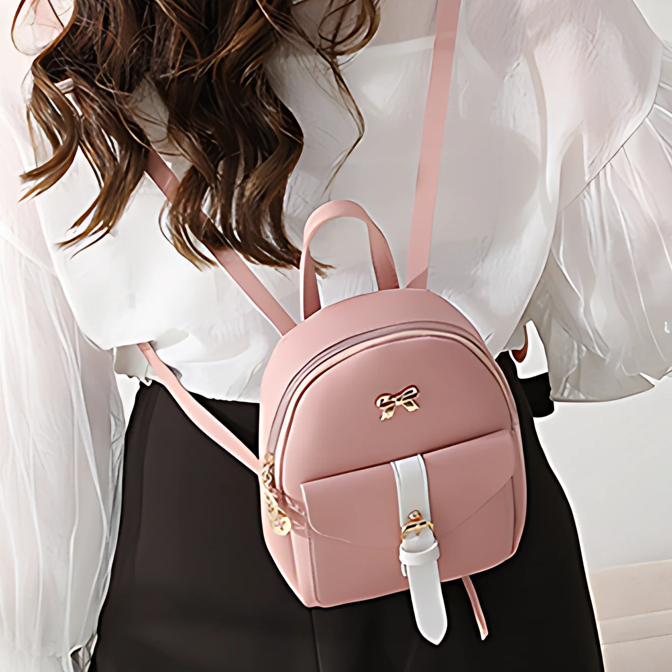 Simple Shoulder Backpack Fashion Small Backpack Hundreds of Single Shoulder Crossbody Women\'s Bags Bow Mobile Phone Coin Purse