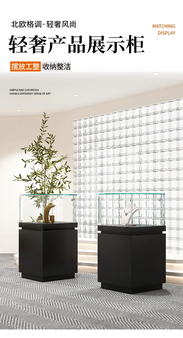 

Jewelry Jade Wood Glass Display Cabinet Museum Antique Cultural Relics Collection Display Cabinet Statue Display Cabinet