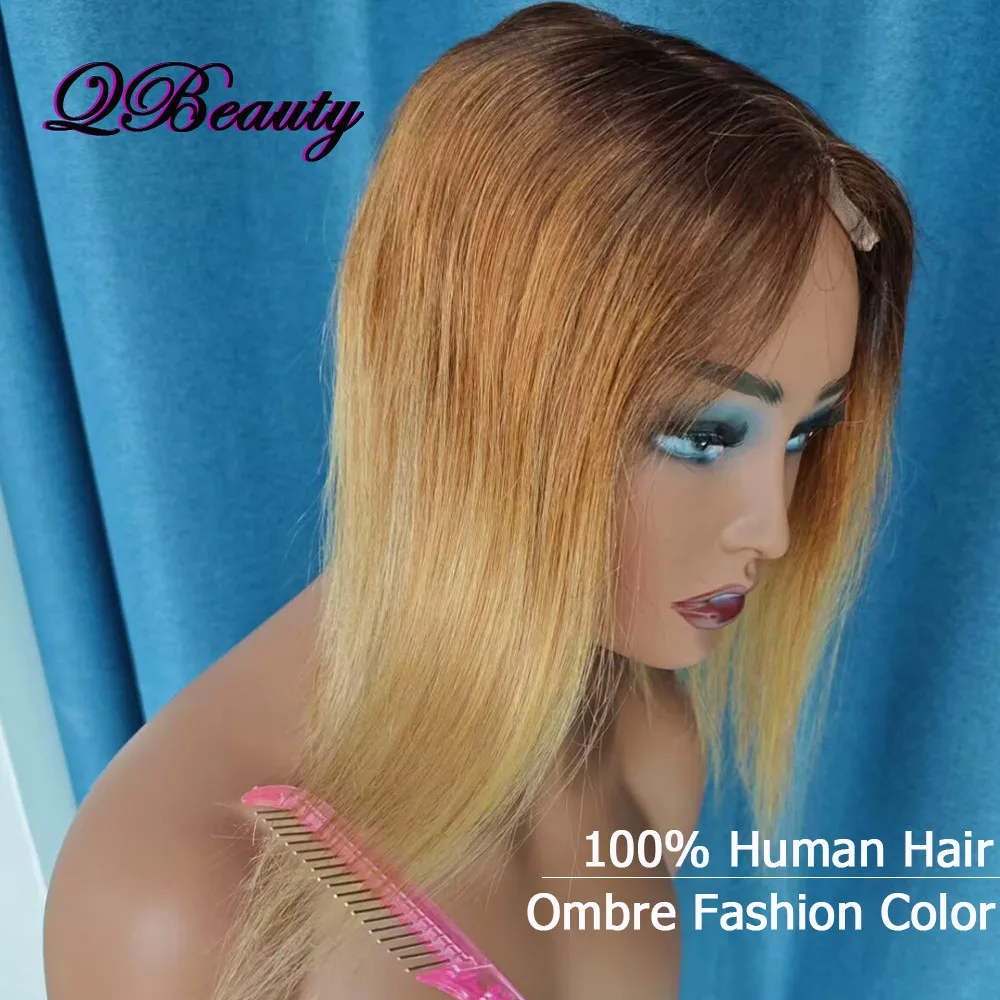 الجزء الأوسط من الشعر البشري الدانتيل إغلاق شفاف 4*6 T الدانتيل حريري مستقيم عالية الكثافة أومبير براون شقراء الشعر الهندي QBeauty