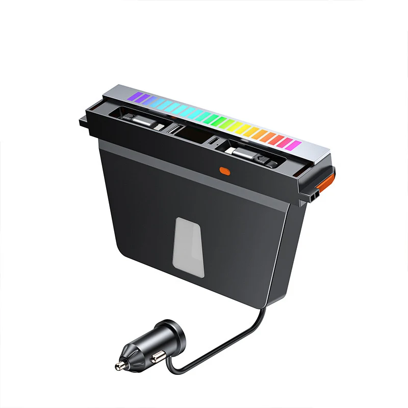 

For tesla ModelY Multi-port retractable cable charger ，Juniper Model3 and Highland2025 with RGB light USB hub