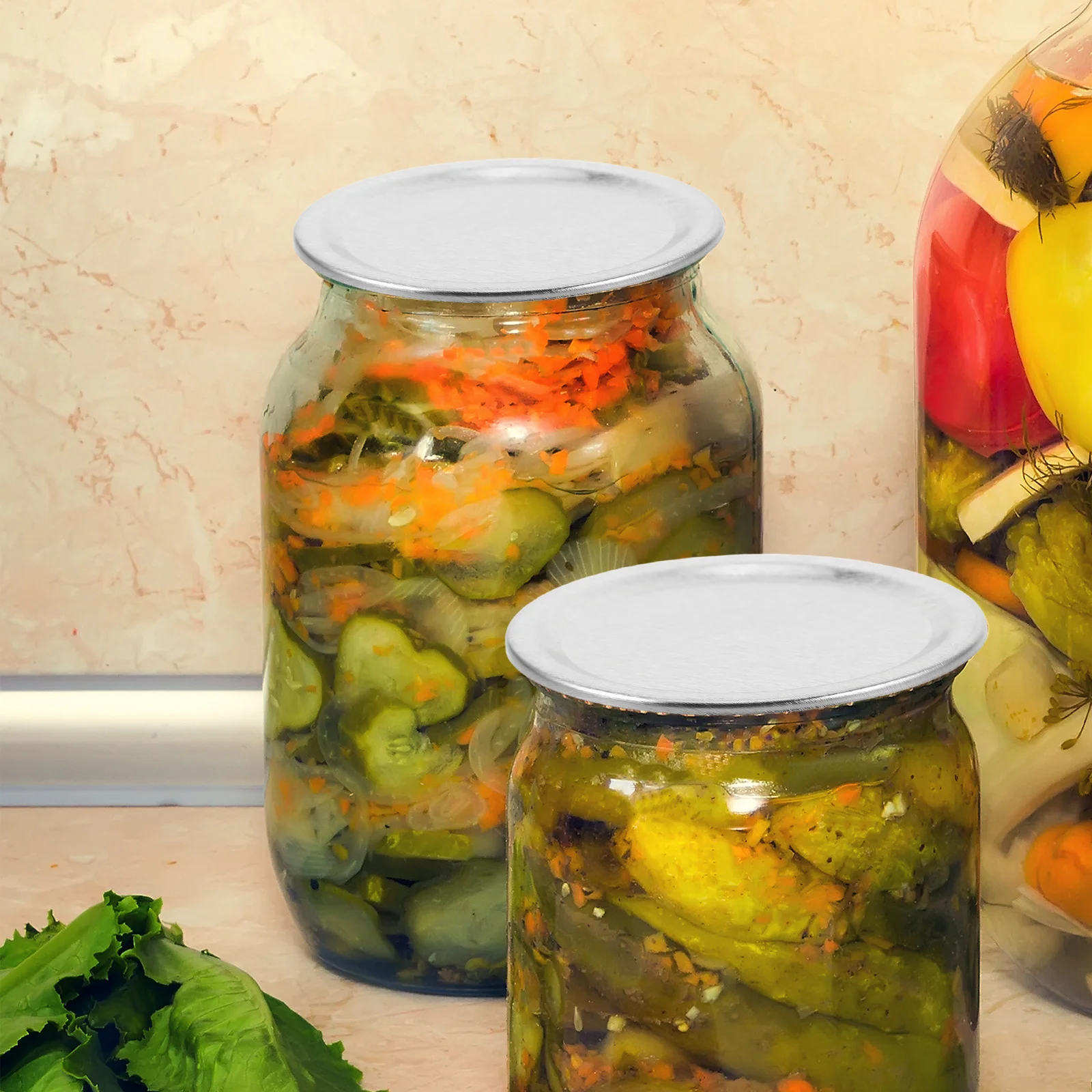 

50Pcs Tinplate Mason Jar Lids Wide Mouth Split-Type Canning Lids Airtight Seals for Food Preservation Canning Jar Caps