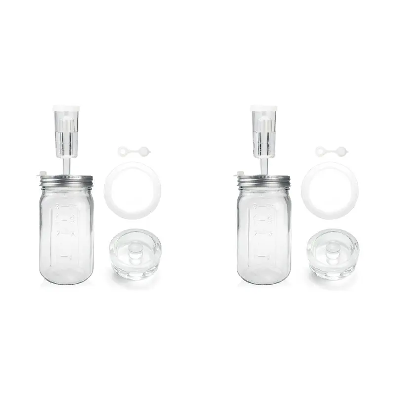 A7THK-2X 32 Oz Mason Jar Fermentation Kit, Fermentation Jar, Fermentation Lid, Fermenting Weights And Airlocks