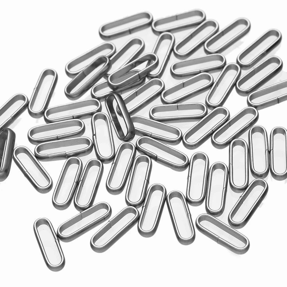 50/100Pcs Oval Shape Stainless Steel Ring For DIY Leather Rope Bracelet Necklace Connectors Jewelry Making Supplies Accessories