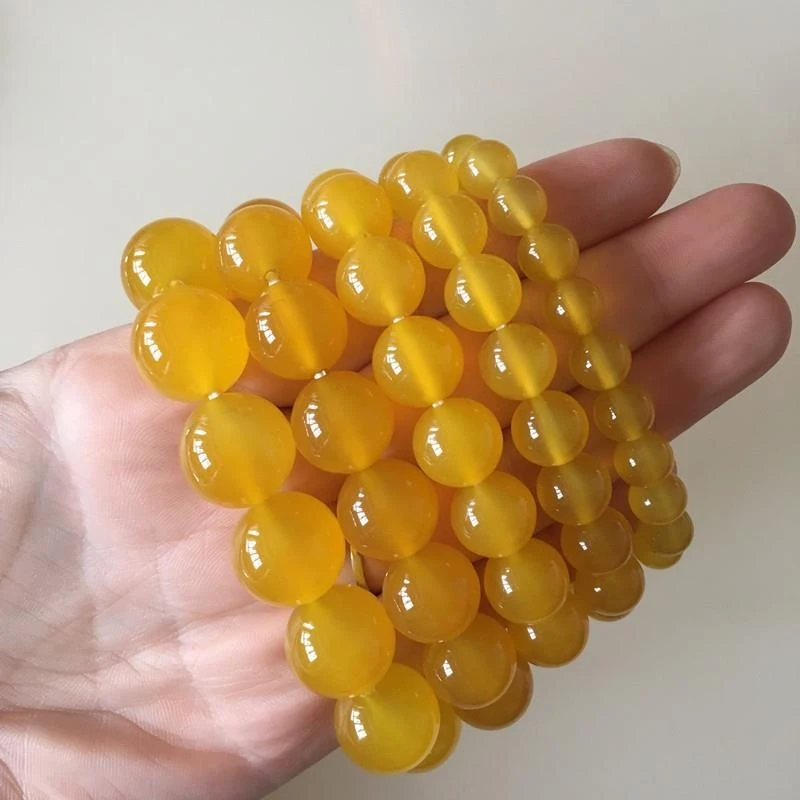 

Natural golden silk jade women, yellow jewelry, round beads, chalcedony bracelet men, 8-16MM single