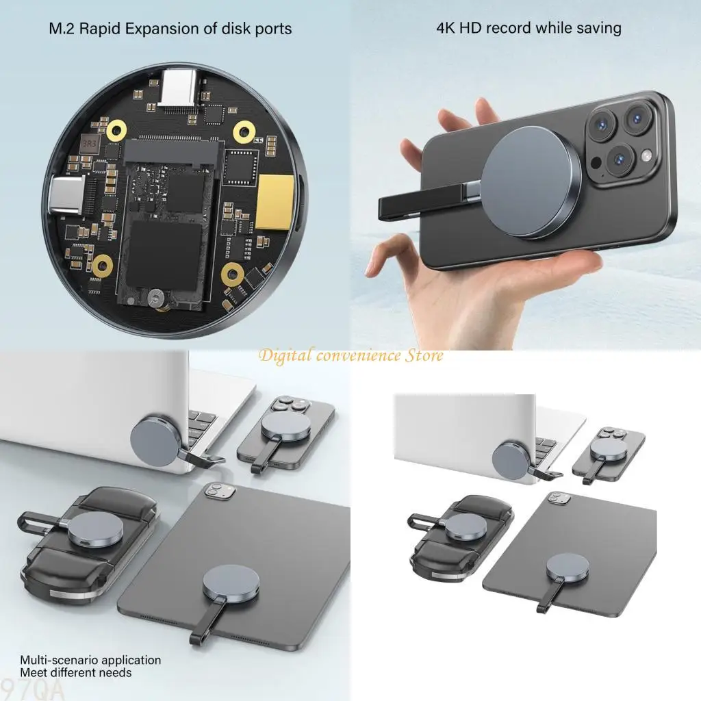 

97qa Магнитный внешний твердый диск корпус USB C 100W 10 Гбит / с 4K Mini HDTV корпус корпуса HDTV