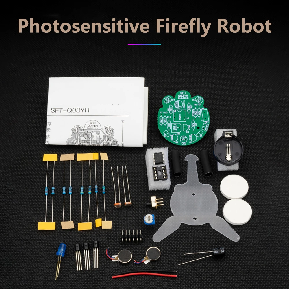 Photosensitive Mobile Robot Kit Firefly DIY Bulk Tail Breathing Light Fun Electronic Education Training