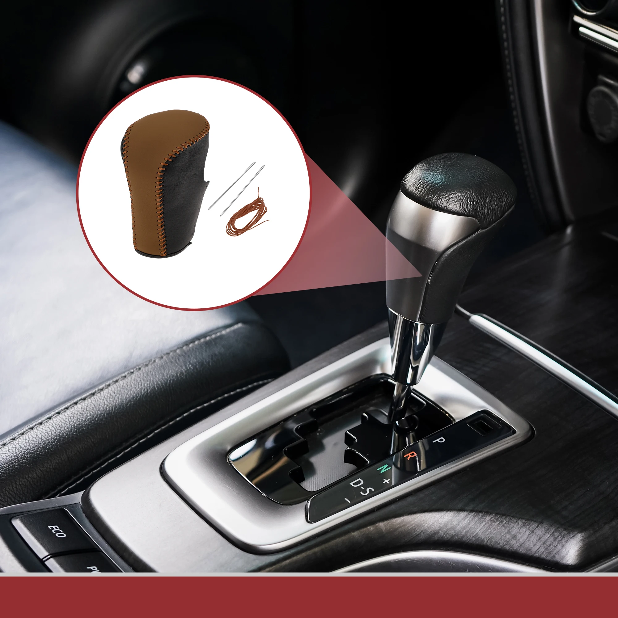 

UXCELL Anti-Slip Gear Shift Knob Cover Car Stick Shifting Handle Protector for Honda Accord 8 2008-2012 Black Brown