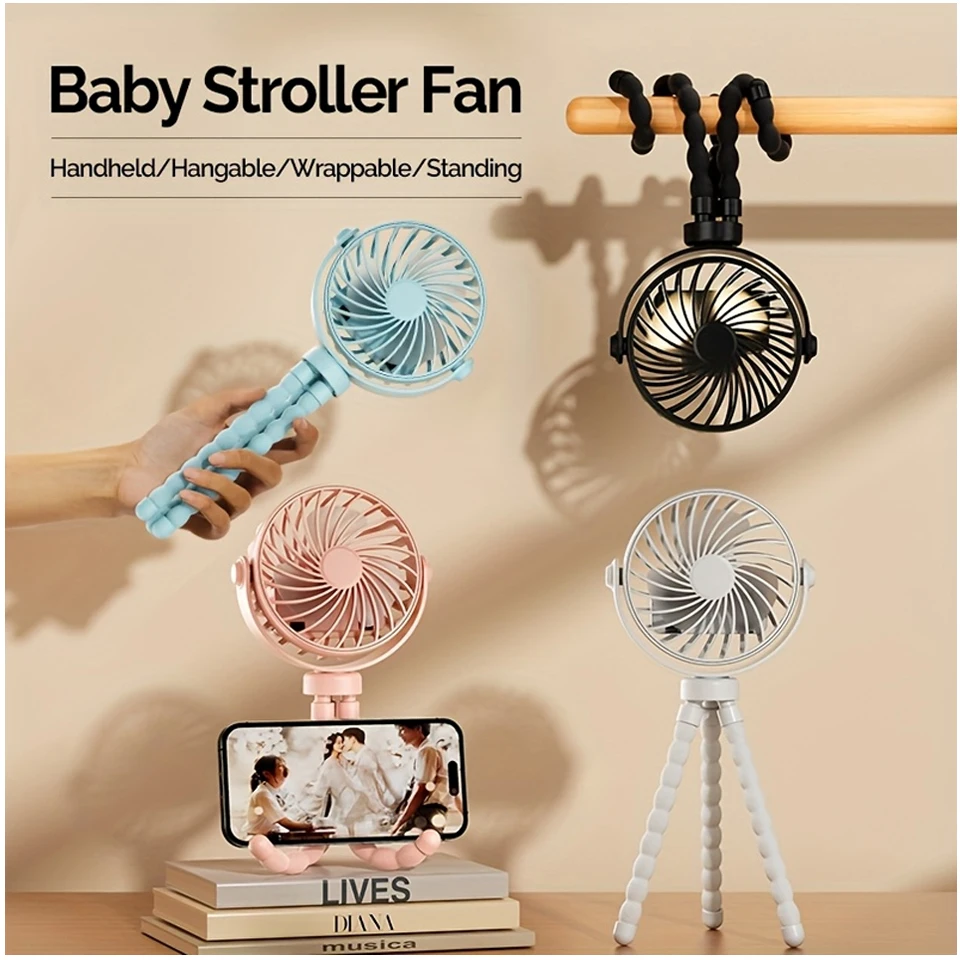 

Mini Handheld Portable Octopus Fan Multi Functional Five In One Eyelash Fan Silent Home Dormitory Baby Stroller Multiple Scenes