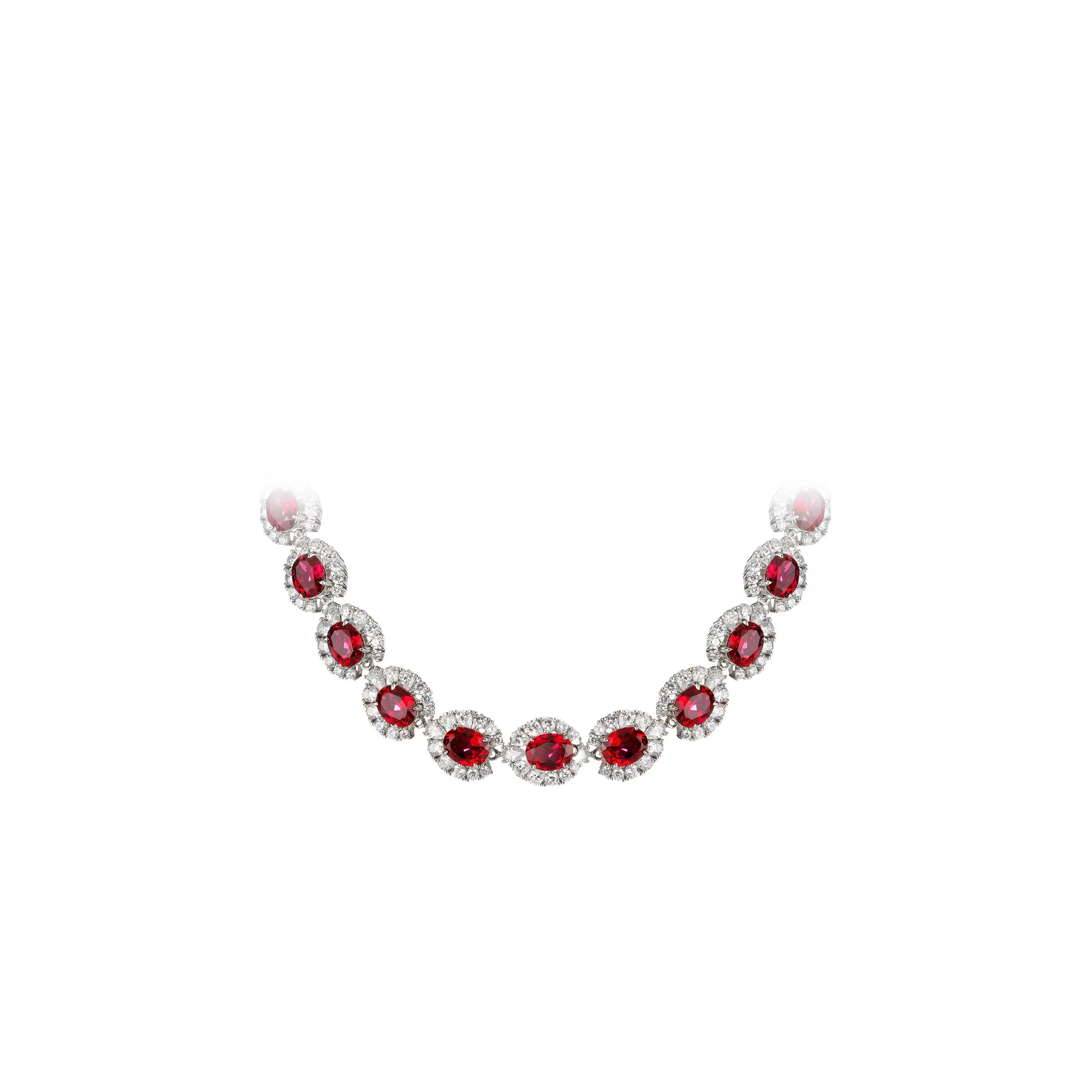 ZOCA Luxury 925 Sterling Silver Ruby Gemstone For Women Sunflower Shape Necklace Fine Jewelry Anniversary Gifts