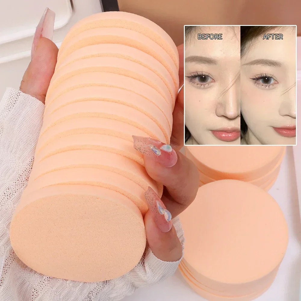 12-120 pçs forma redonda esponja em pó puff molhado seco dupla utilização cor da pele bb creme fundação cosméticos puff rosto beleza maquiagem ferramentas
