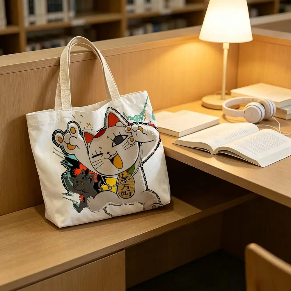Cute cat T-Turbo Granny D-DANDADAN Print Canvas Tote Bag Handbag For Daily School Commute Casual Shoulder Bag