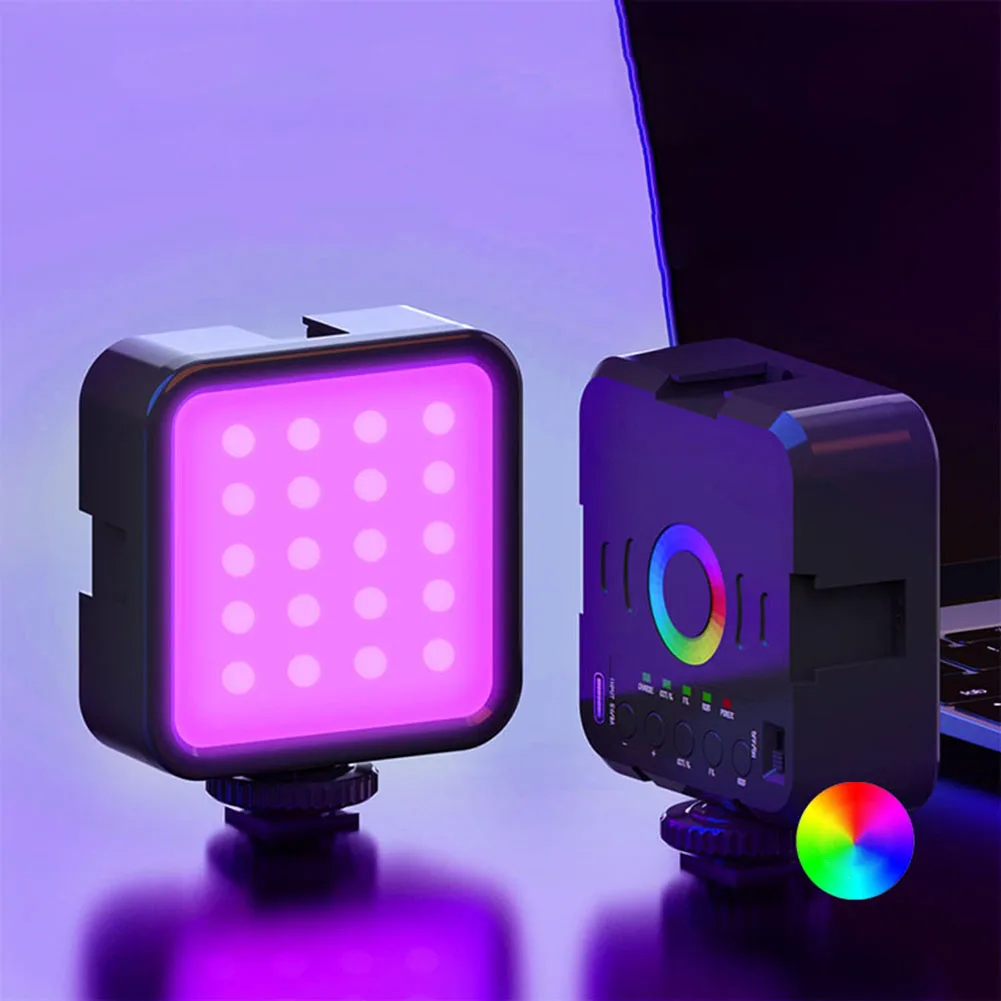 RGB Video Light Mini LED Camera Light 3000-5500K Ambient Photo Light Rechargable LED Panel Lamp Photo Video Lamp for Photography