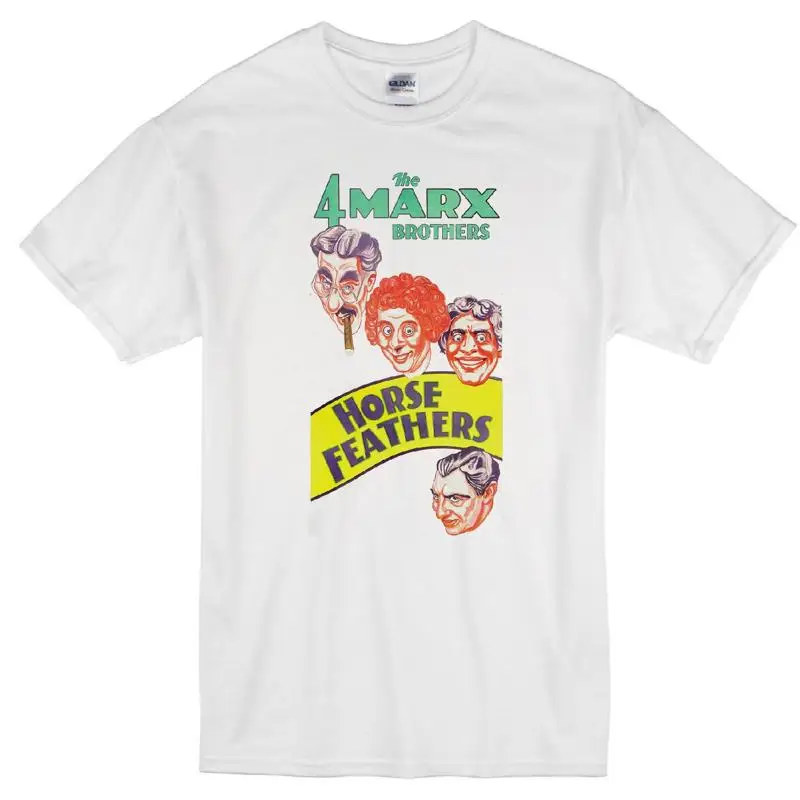 ماركس براذرز ريش الحصان جروشو شيكو هاربو زيبو فيلم تي شيرت أبيض #1