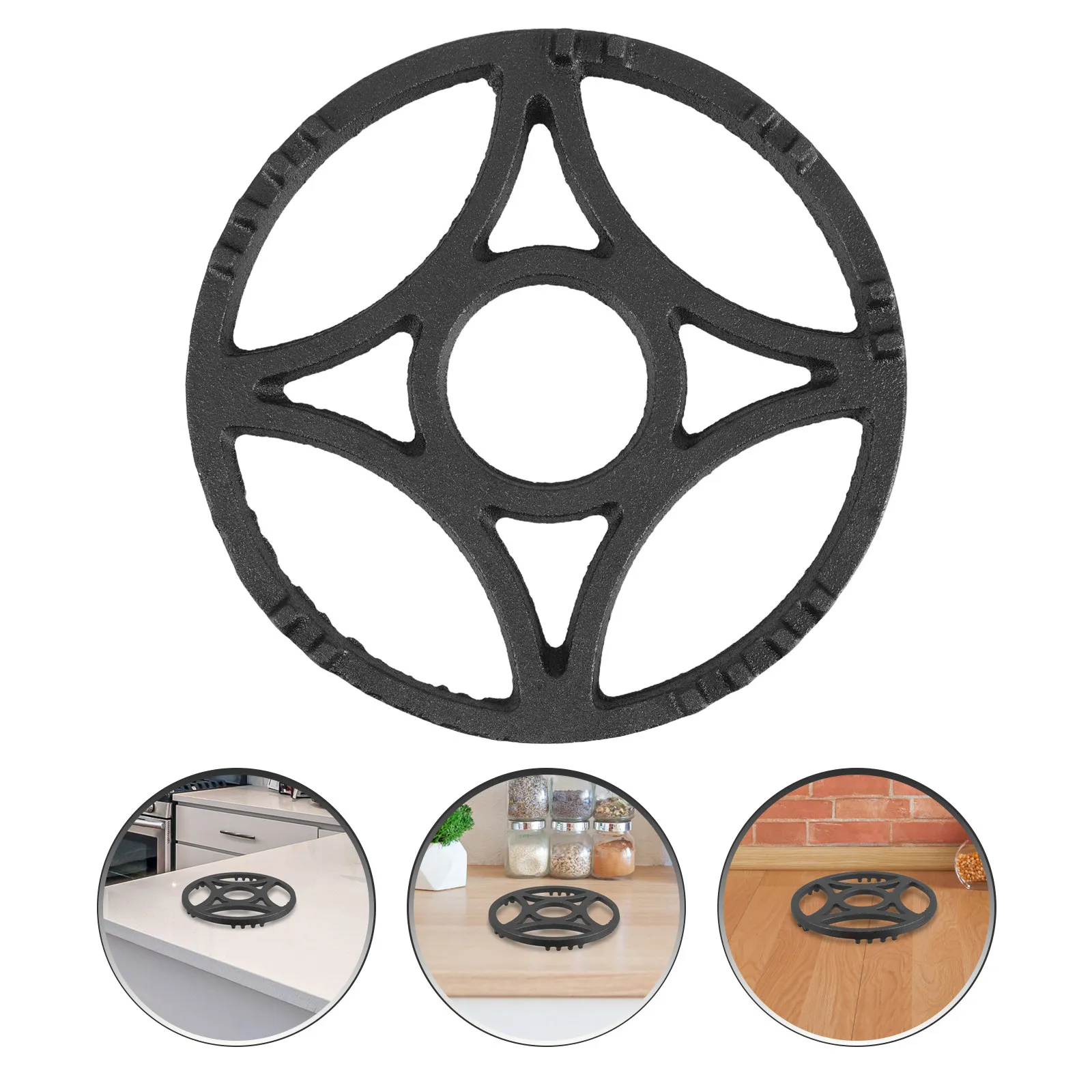 17.5cm Cast Iron Wok Ring Nonslip Gas Stove Bracket Heavy Duty Round Cooking Rack for Espresso Maker Milk Pot Turkish Coffee Pot