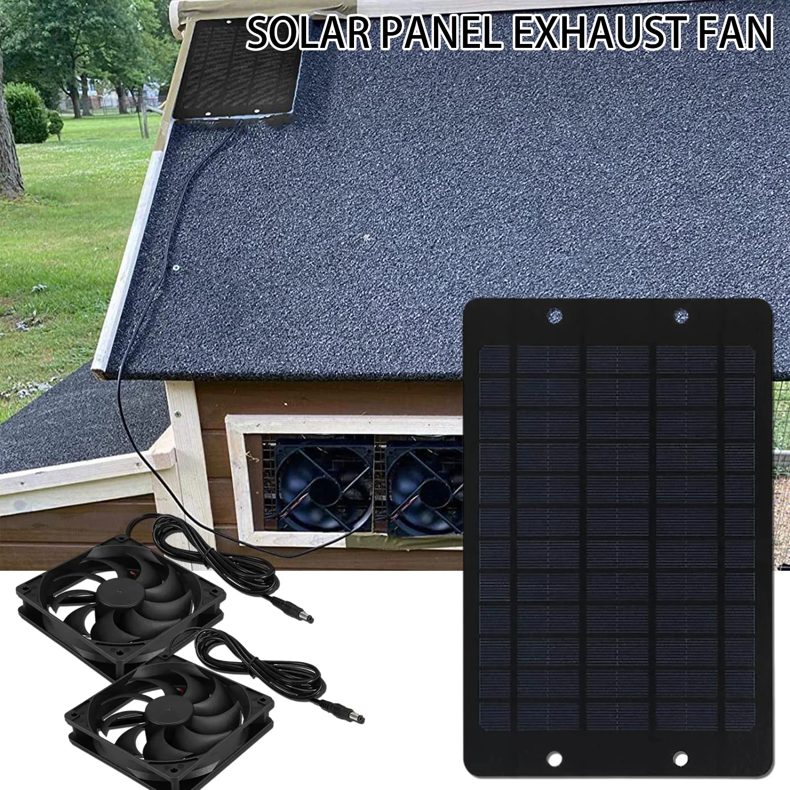 Mini 12V Solar Exhaust Ventilation Fan 6-inch Outdoor Panel Drive Dog Coop RV Greenhouse Easy To Install