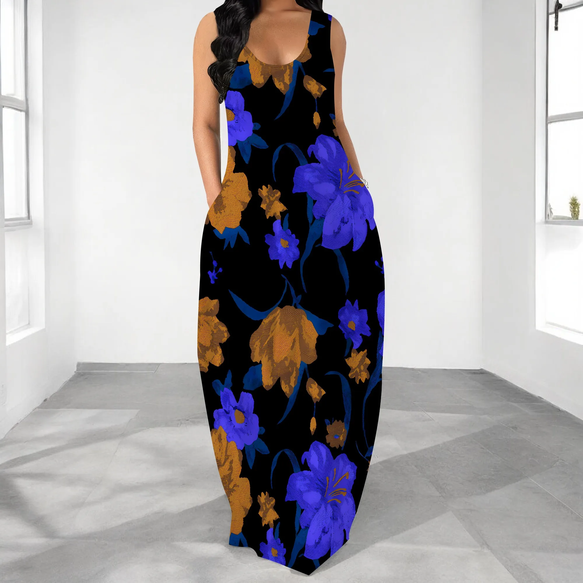 

Plus Size Sleeveless Maxi Dress Women Summer Casual Beach Long Dress Vacation Outfit