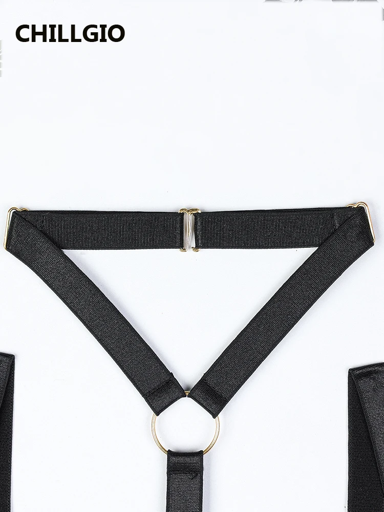 CHILLGIO Women Bra Brief Suits Casual Ins Underwire Push Up Lingerie Club Party Outfits Solid Black Skinny Hollow Underwear Sets image 3