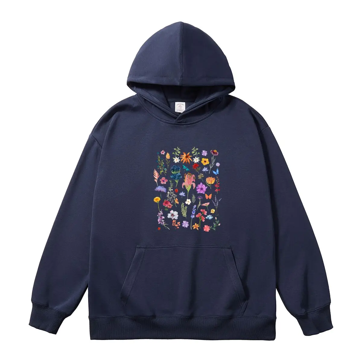 Female Classic Hooded Pullover Oversized Women's Hoodies Colorful Flower Graphic Printed Sweatshirt Autumn Thick Sportswear