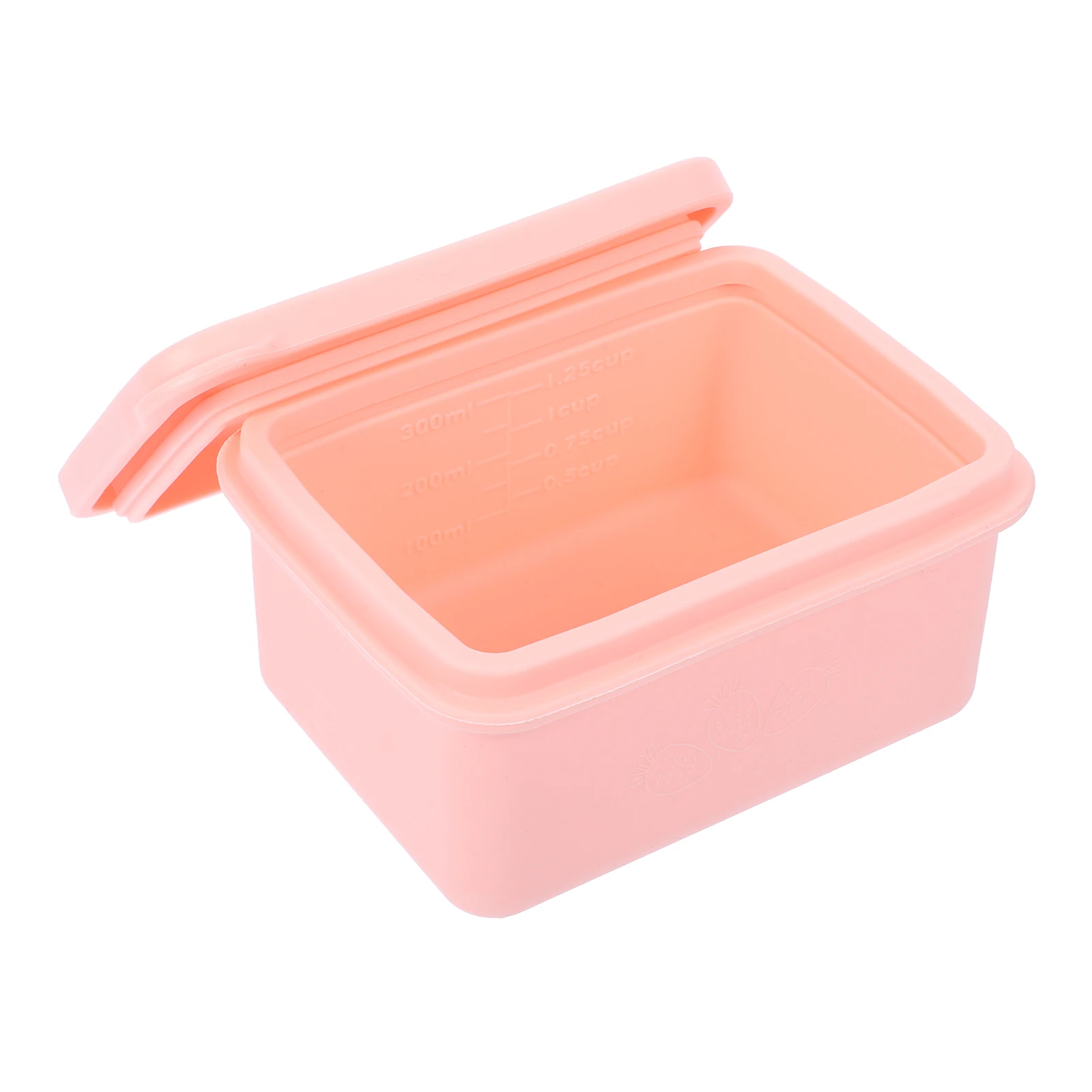 Silicone Food Storage Containers Pink Square Sealed Grade Meal Prep Boxes Portable Reusable Containers For Microwave Baby