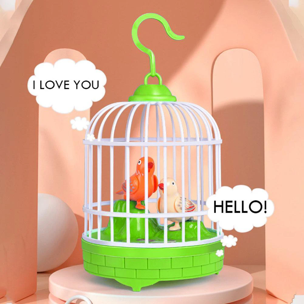 Electric Talking Bird Voice Controlled Bird Cage Light Sound Music Maker Simulation Animal Parrot Educational Toy Children Gift