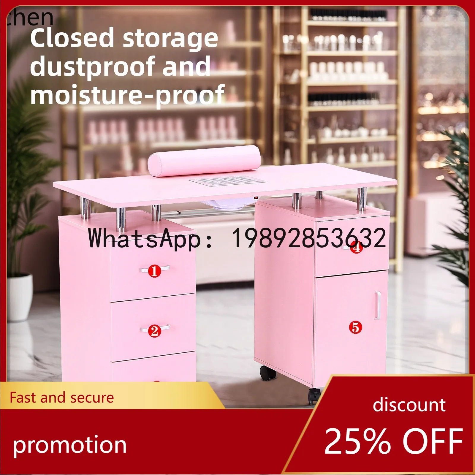 

YFY Nail Table Nail Salon Special Table Pink Manicure Table Wholesale Nail Station