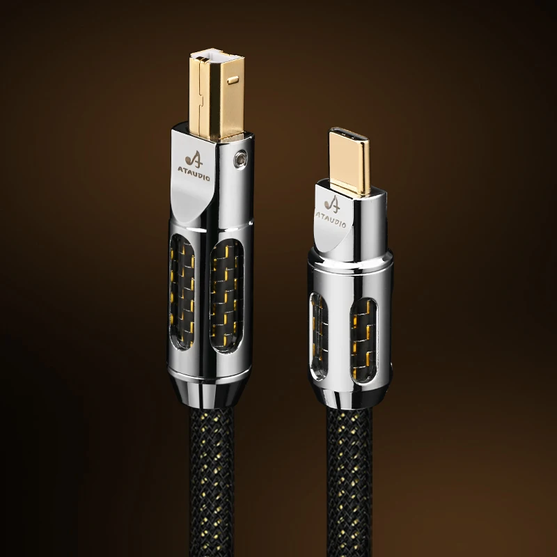 ATAUDIO HiFi-USB-Audiokabel DAC Typ A-B A-C C-B C-C Hochwertiges OCC-vergoldetes USB-Kabel für Telefon-DAC 4
