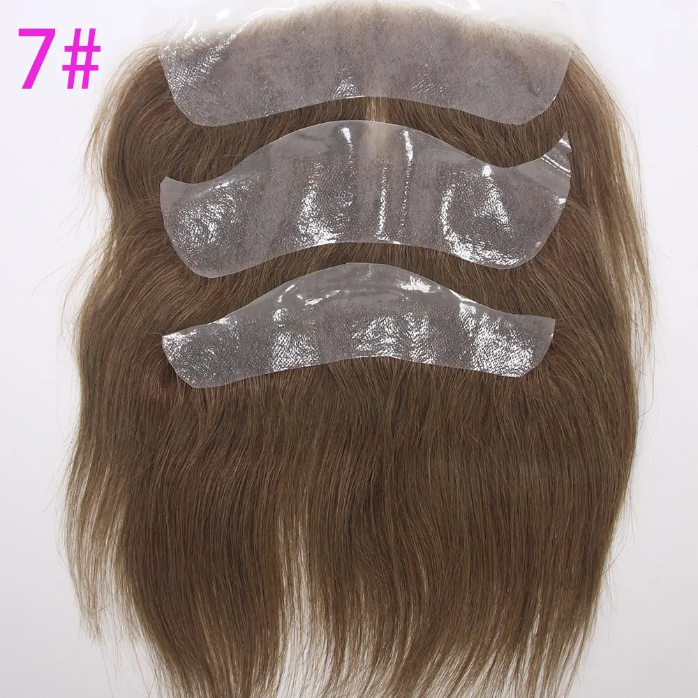 4x18CM Skin PU Toupee Man Front Hairine V Style Human Hair Wigs For Men 100% Human Remy Hairpiece System High Quality Men Wigs image 5