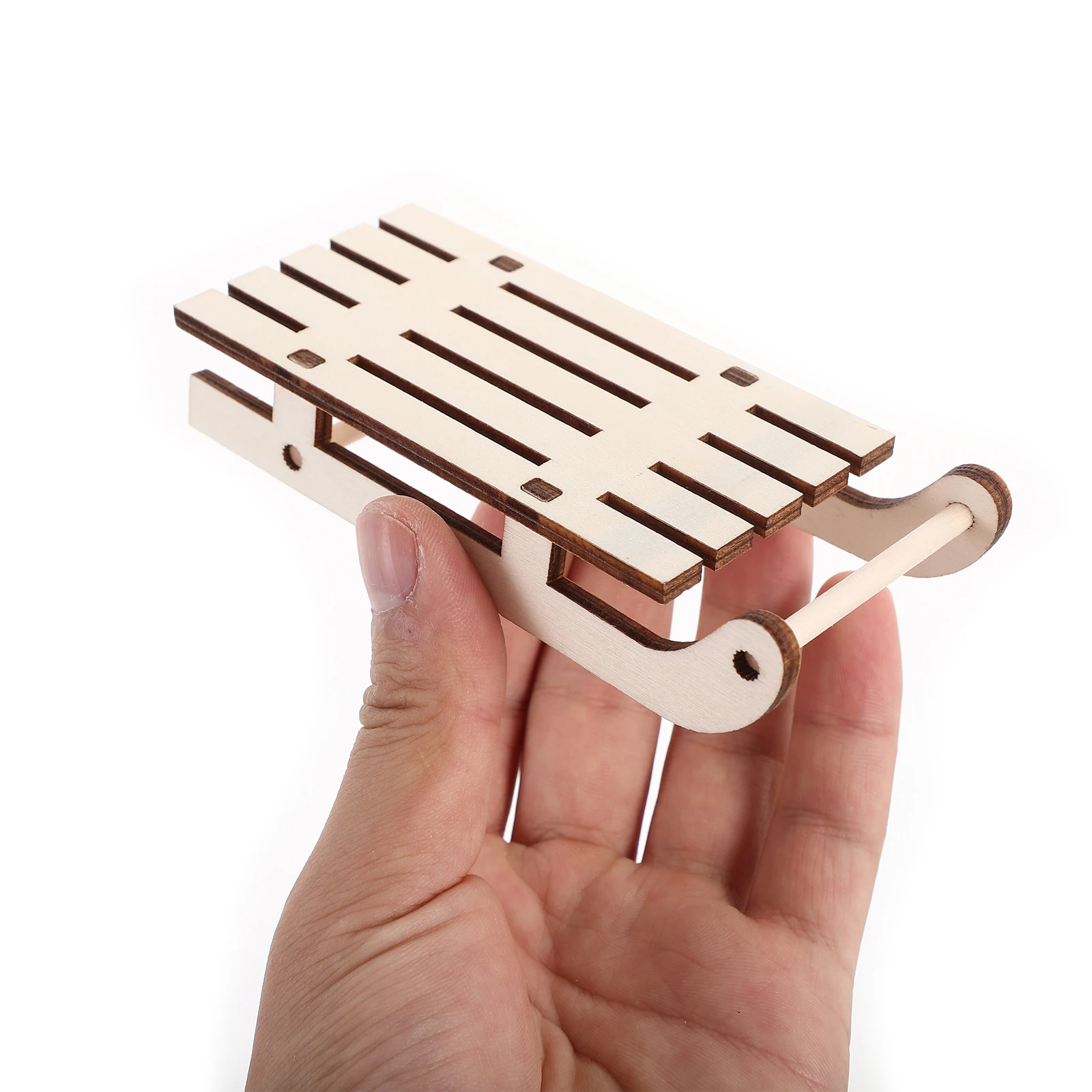 

12pcs Wood Sleigh Craft Miniature Decorations 4 5MM Poplar 3 5MM DIY Christmas naments Sleigh Decorations Sled